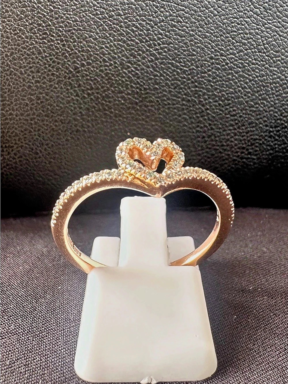 Pandora Sparkling Wishbone Heart 14k rose gold plating Ring